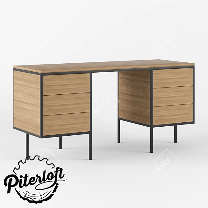 Loft-Style Audley Desk: Customizable Wood and Metal Furniture 3D model image 1