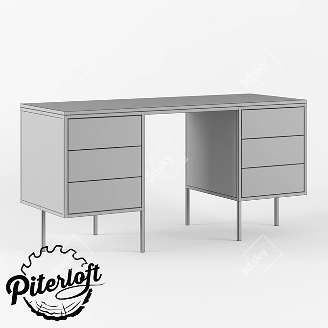 Loft-Style Audley Desk: Customizable Wood and Metal Furniture 3D model image 2