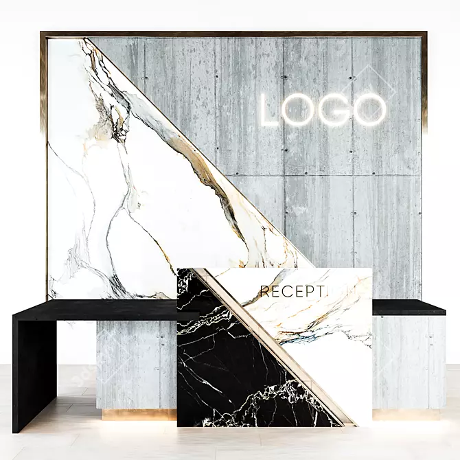 Modern Reception Desk - Sleek and Functional 3D model image 1