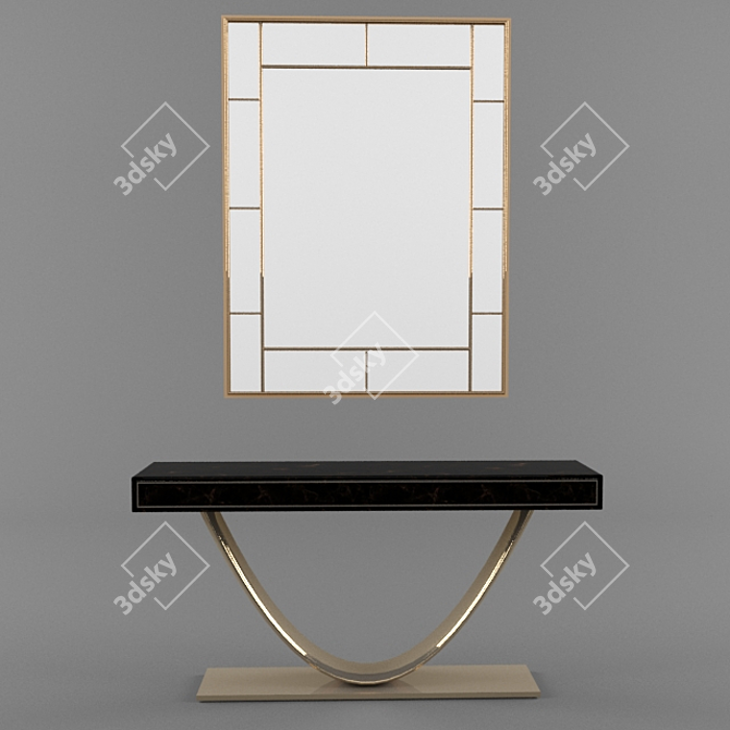 Elegant Console & Mirror Set 3D model image 1