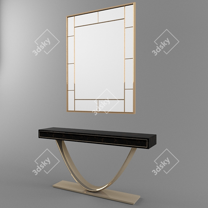 Elegant Console & Mirror Set 3D model image 2