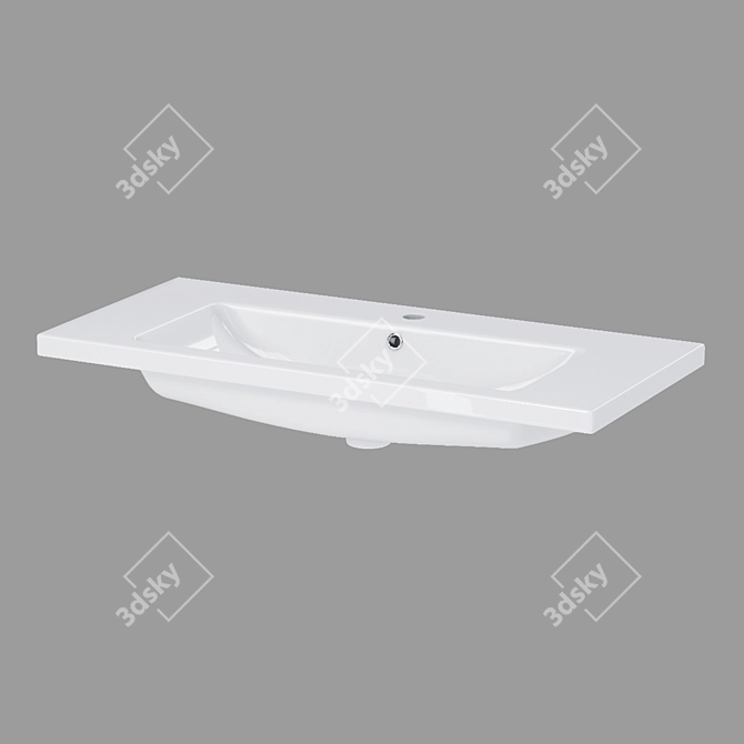 Eleganza 100 - White Inset Sink 3D model image 1