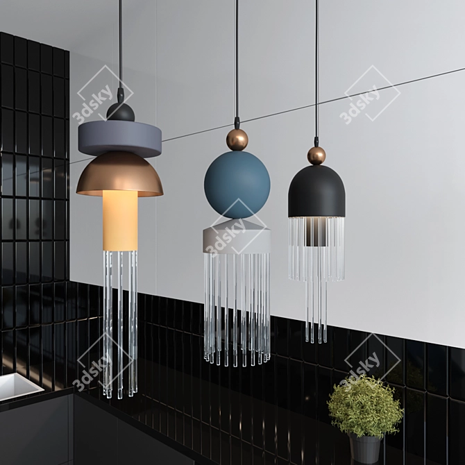 PLEIADES Modern Pendant Lamp 3D model image 2