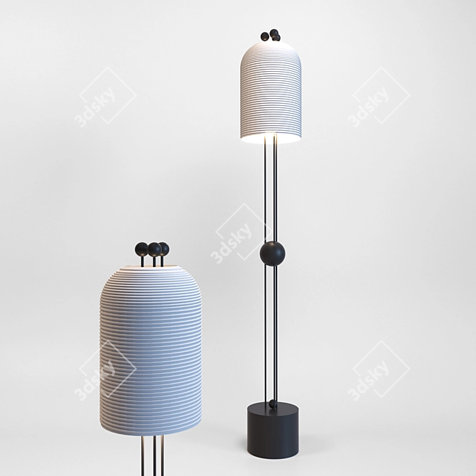 Elegant Lantern Floor Lamp 3D model image 1