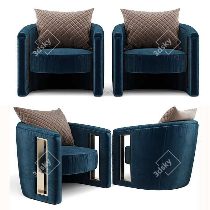 Luxurious Rachele Velvet Armchair 3D model image 1