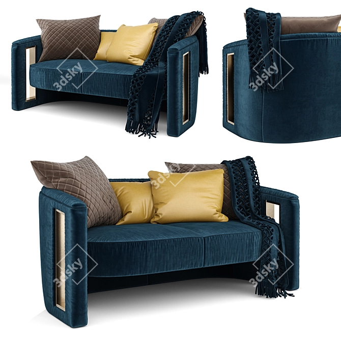 Luxury Velvet Armchair with Armrests 3D model image 1