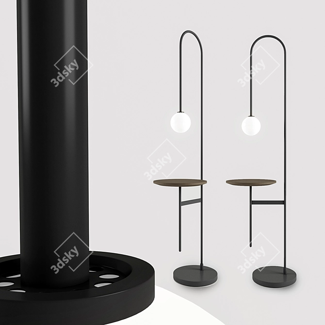 Table-Light Combo: Stylish Metal Floor Lamp 3D model image 1