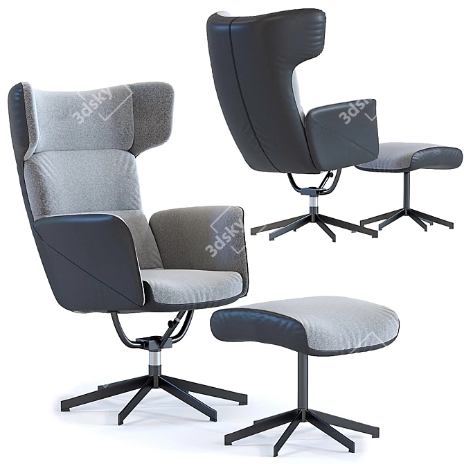 Elegant Swivel Chair Set 3D model image 1