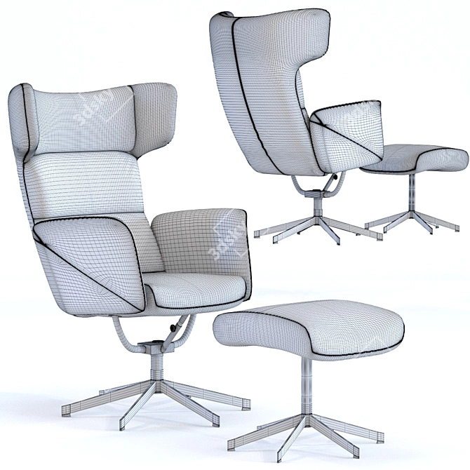 Elegant Swivel Chair Set 3D model image 2