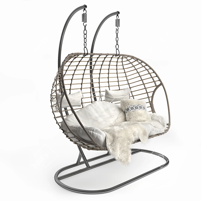 Double Woven Hanging Swing Chair 3D model image 1