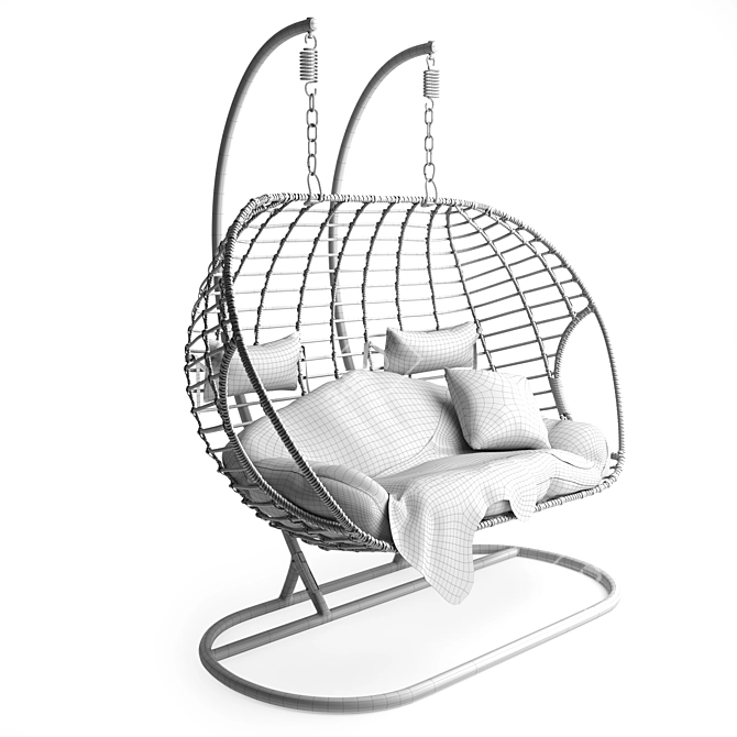 Double Woven Hanging Swing Chair 3D model image 3