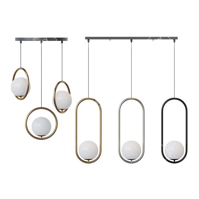 Hoop Trio Pendant Lights 3D model image 1