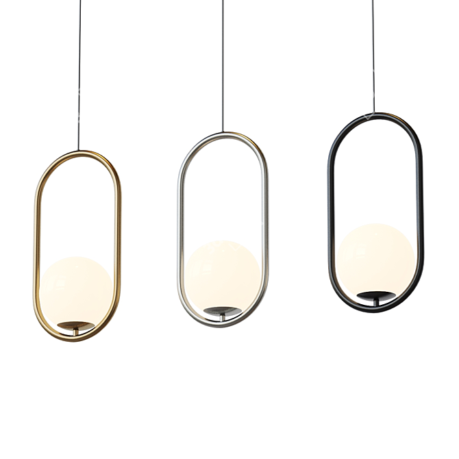 Hoop Trio Pendant Lights 3D model image 2