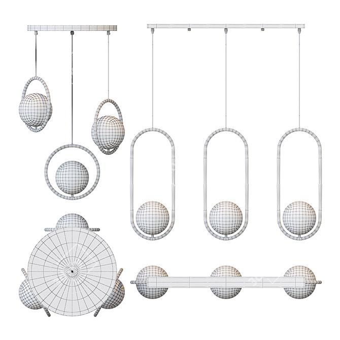 Hoop Trio Pendant Lights 3D model image 3