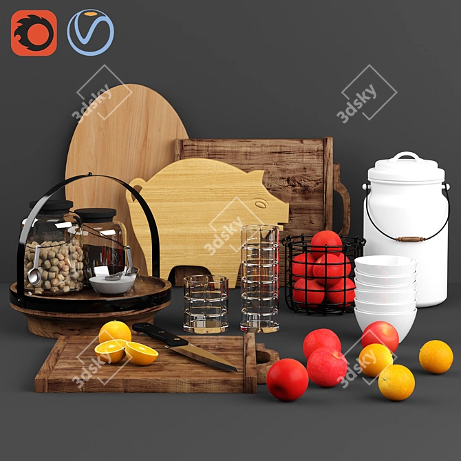 PB 02 Kitchen Decor Set 3D model image 1