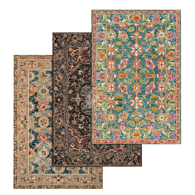 Versatile Set of 3 High-Quality Carpets 3D model image 1