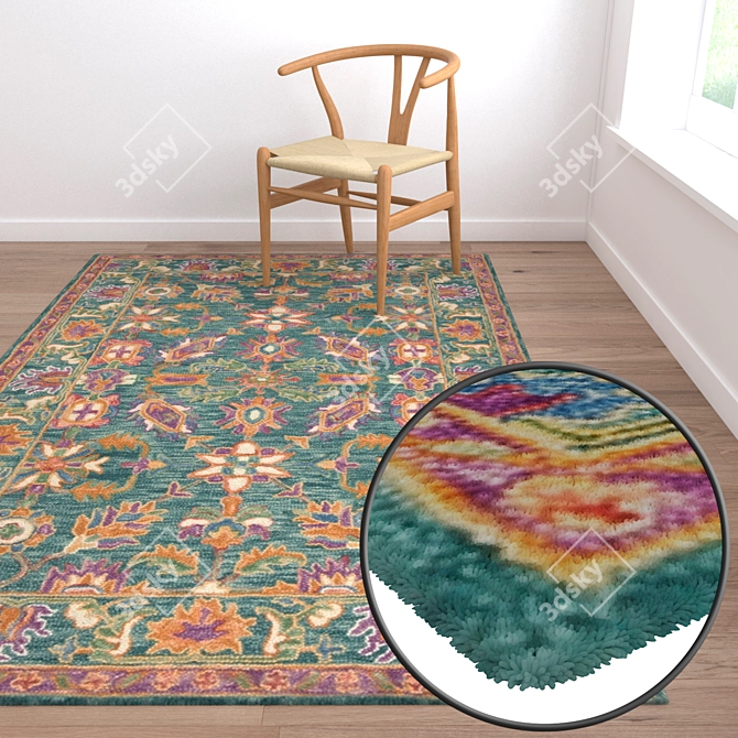 Versatile Set of 3 High-Quality Carpets 3D model image 2