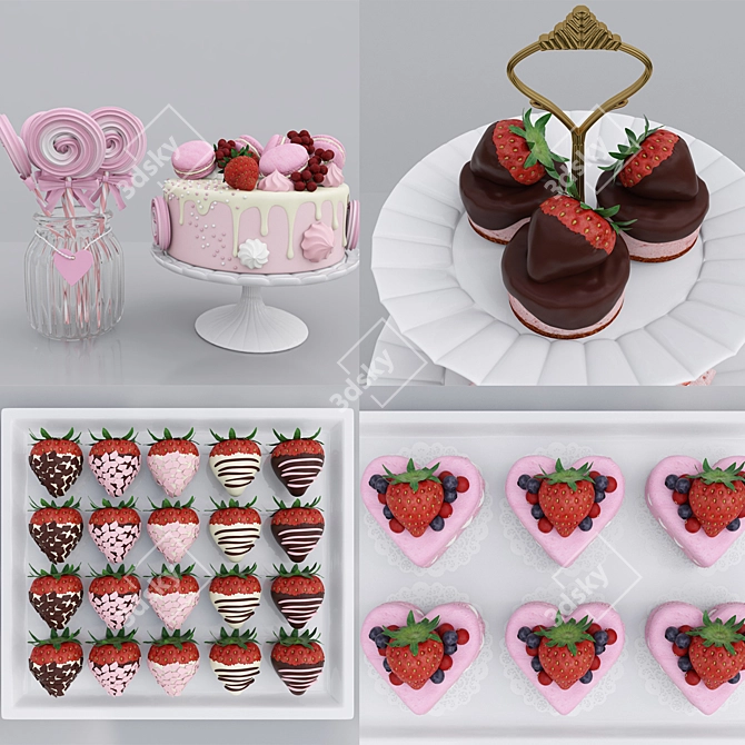 Juicy Strawberry Candy Delight 3D model image 2