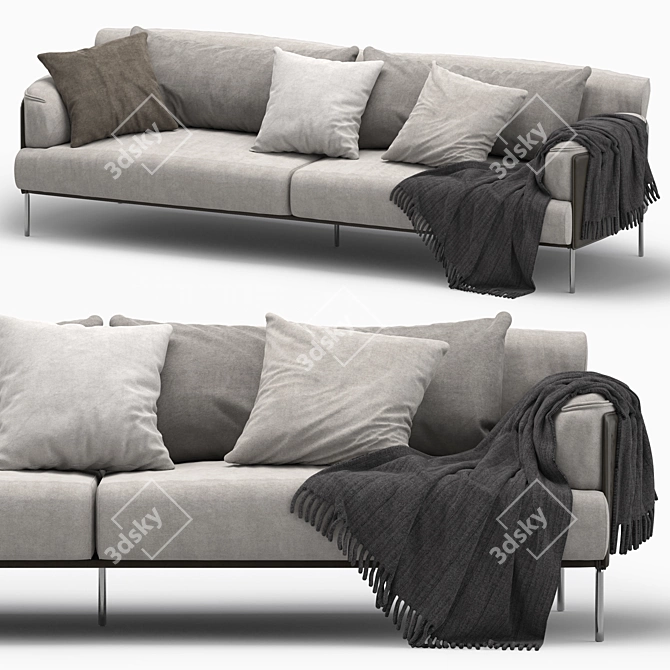 Elegant Greene Living Divan Sofa 3D model image 2