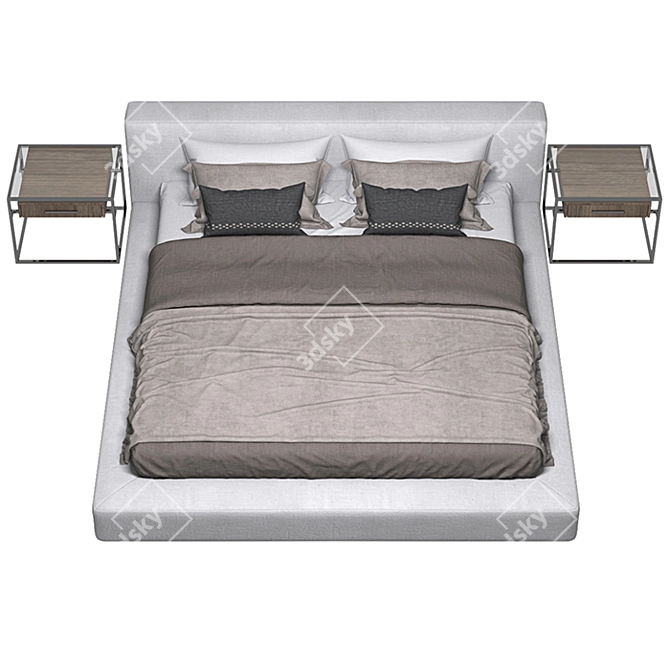 Modern RH Cloud Platform Bed & Kennan Bedside Table 3D model image 2