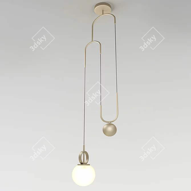 Art Deco Cradle Brass Pendant 3D model image 1