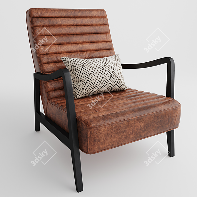 Rustic Elegance: Pryor Leather Chair 3D model image 2