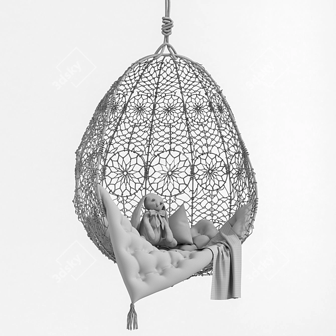 Boho-inspired Hanging Chair 3D model image 3