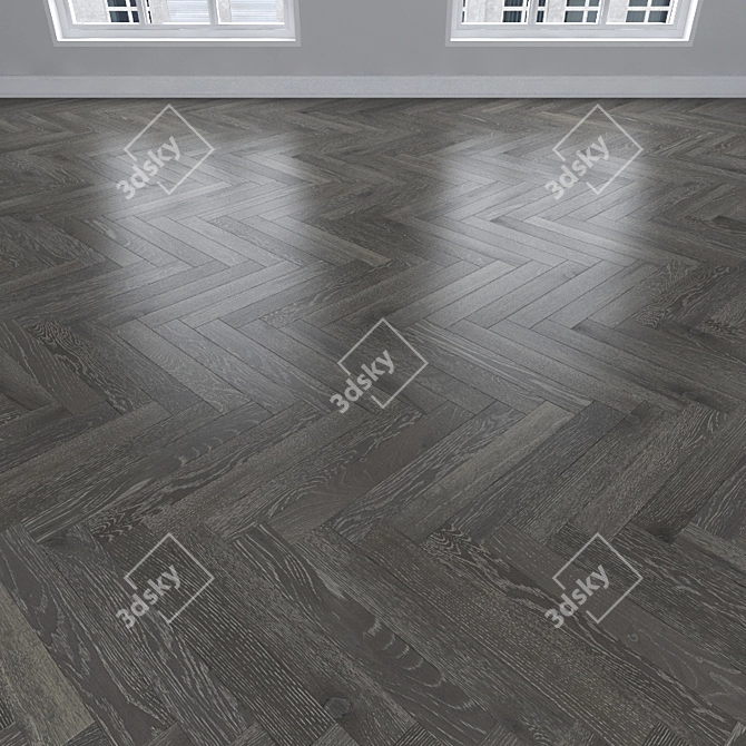 Gray Oak Parquet: Herringbone, Linear, Chevron 3D model image 2