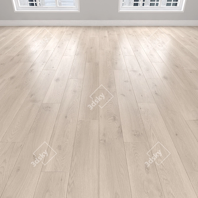 Elegant Cream Oak Parquet: Herringbone, Linear, Chevron 3D model image 1