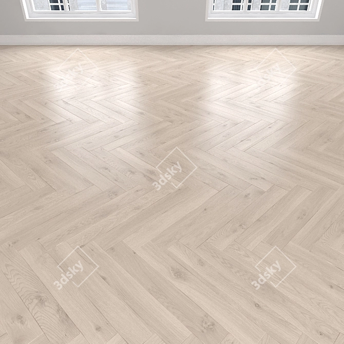 Elegant Cream Oak Parquet: Herringbone, Linear, Chevron 3D model image 2