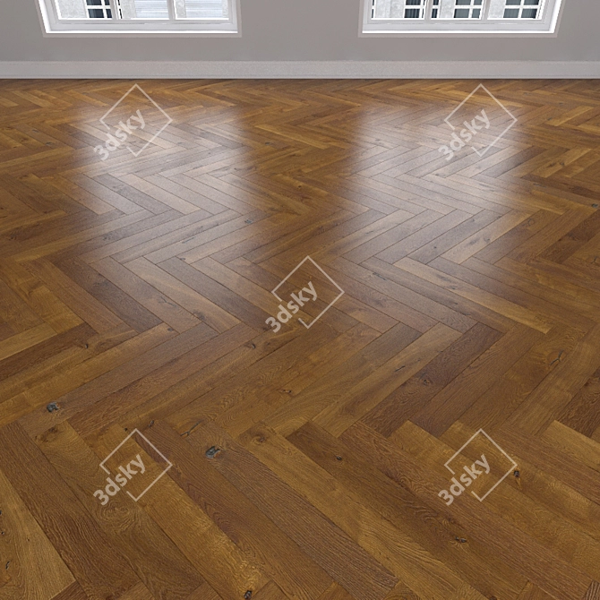 Amber Oak Parquet: Herringbone, Linear, Chevron 3D model image 2