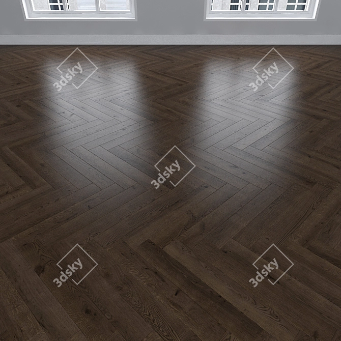 Parquet Oak: Herringbone, Linear, Chevron 3D model image 2