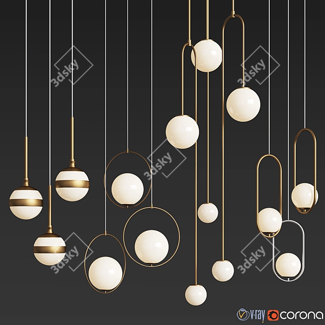 Modern Brass Ceiling Light Collection 3D model image 1