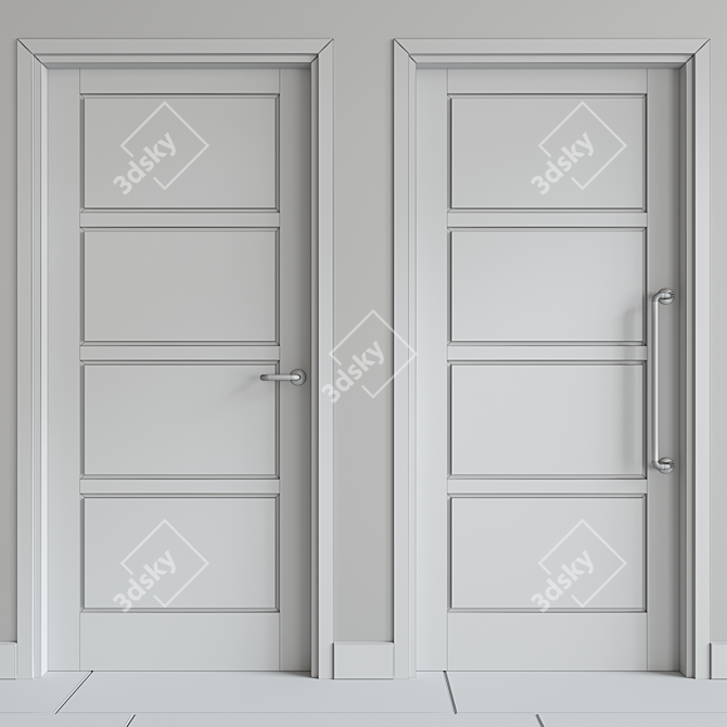 2,042 Polygons FBX Doors 3D model image 2