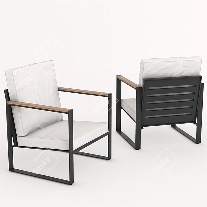 Sleek Black Welders Chair 3D model image 1