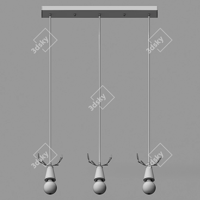 Rustic Wood Deer Chandelier 3D model image 3