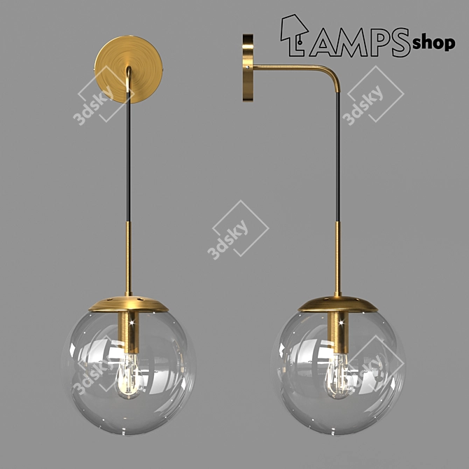 Elegant Glass Sconce 3D model image 1