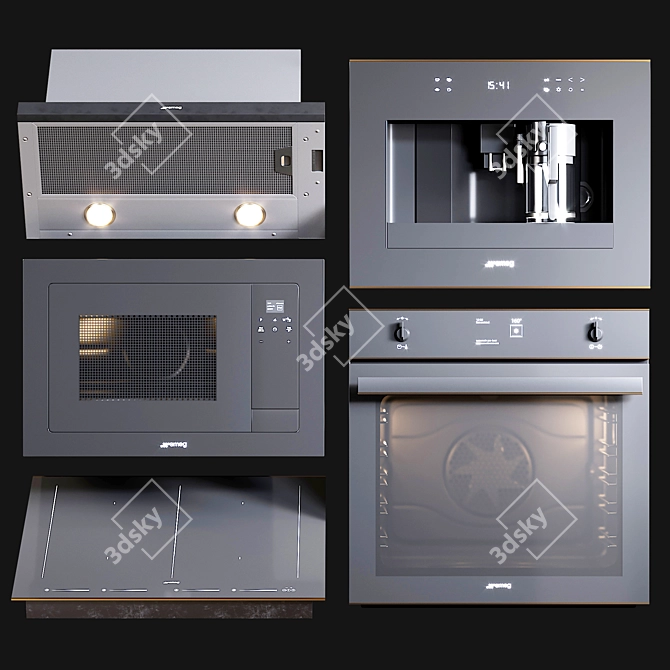 Elegant Smeg Dolce Stil Novo Kitchen Appliances 3D model image 1