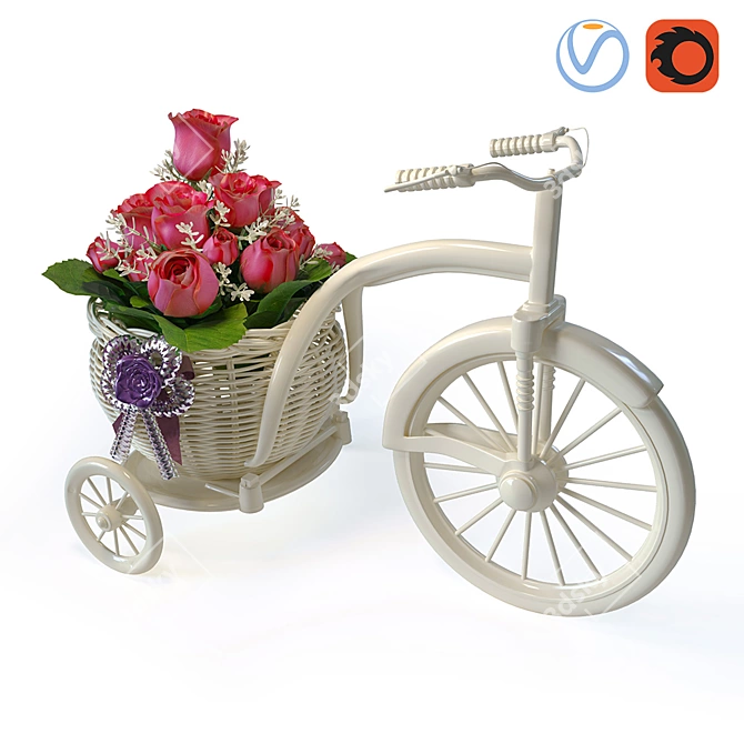 Floral Bike: A Blooming Gift 3D model image 1