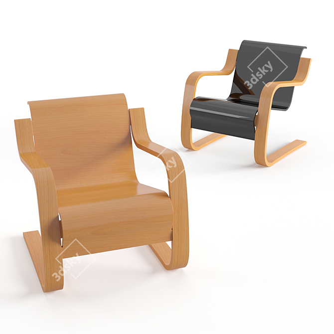 Alvar Aalto N31 Birch Plywood Chair 3D model image 1