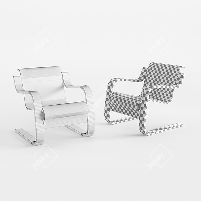 Alvar Aalto N31 Birch Plywood Chair 3D model image 2