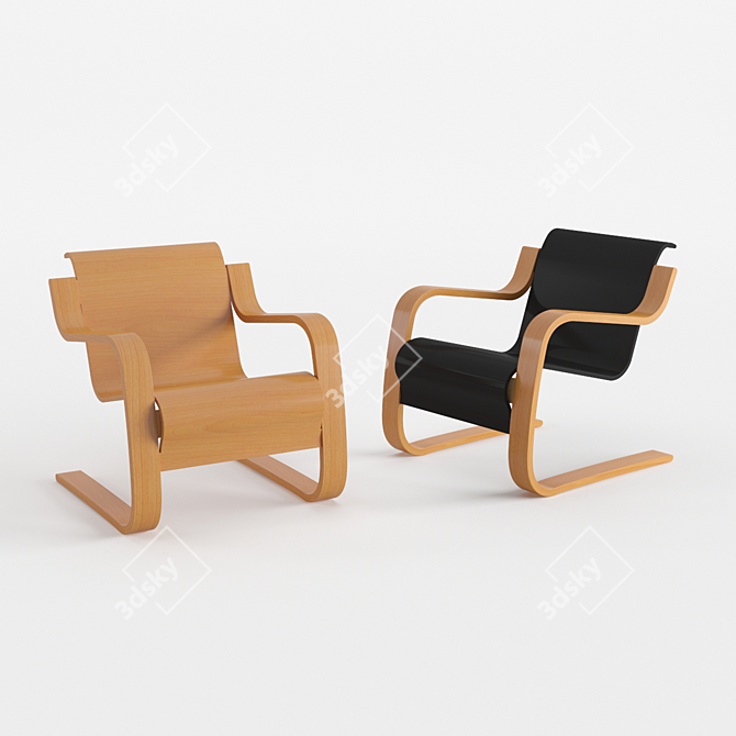 Alvar Aalto N31 Birch Plywood Chair 3D model image 3