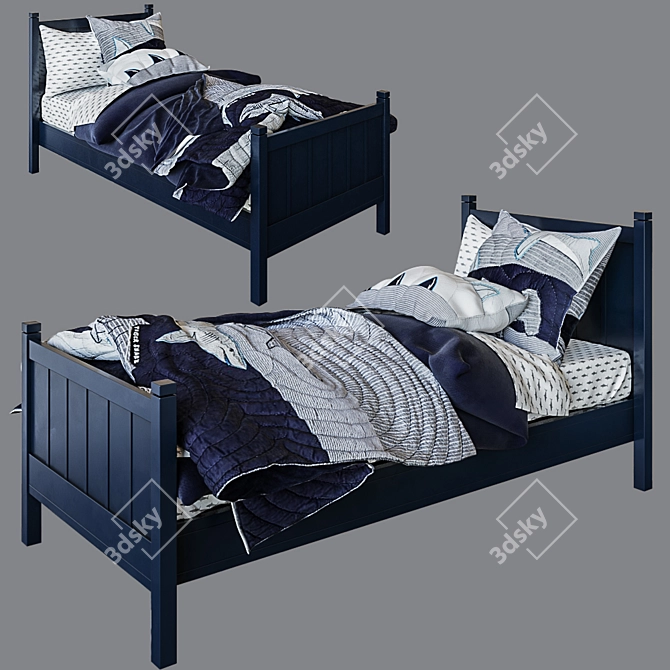 Navy Camp Single Bed: Perfect for Kids' Camping Adventures 3D model image 1