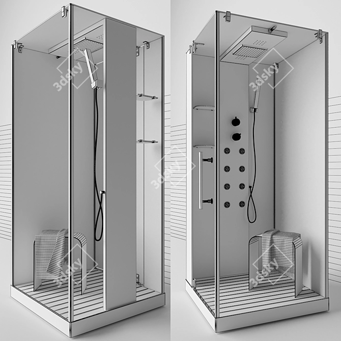 Wasserfalle W-6001-A 100x100 Shower Enclosure 3D model image 3