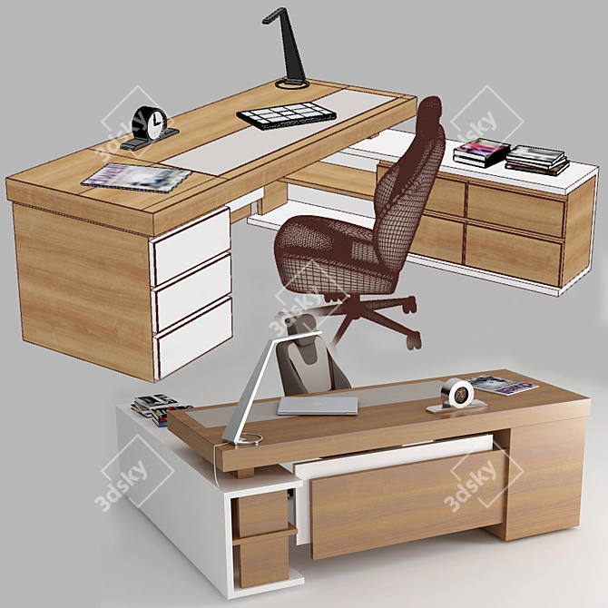 Executive Office Desk 3D model image 3