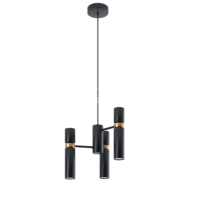 Elegant Black & Gold Pendant Light 3D model image 1