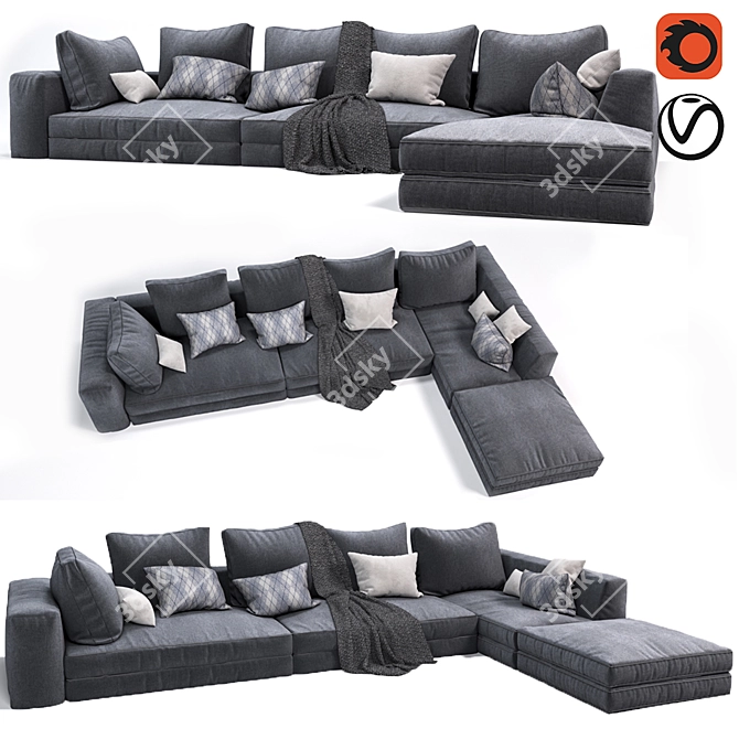 Elegant Lily Model Sofa: Perfect Blend of Style and Comfort 3D model image 1