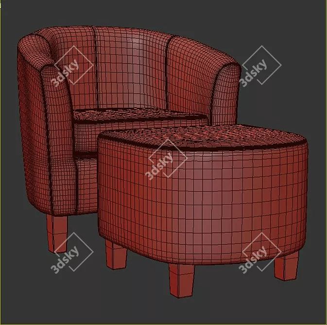 Cozy Haven Barrel Chair 3D model image 3