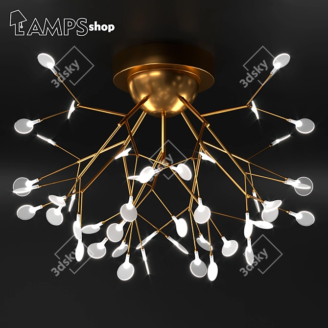 Golden Branch Chandelier 3D model image 1