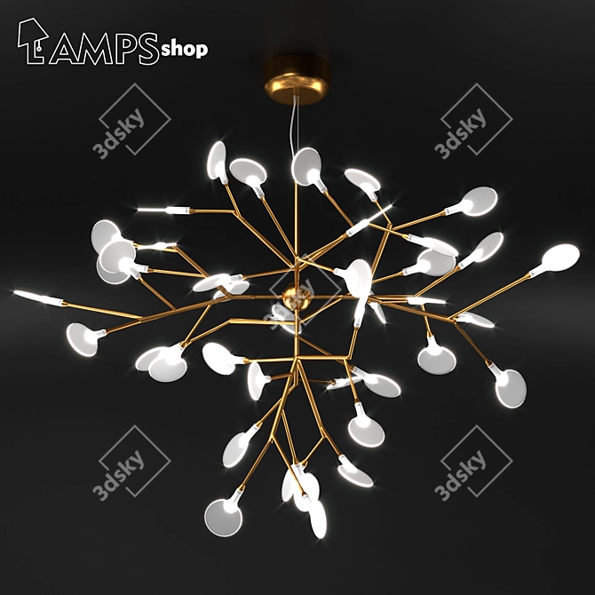 Elegant Gold Tree Chandelier 3D model image 1